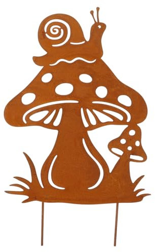 Abaodam Metal Snail Mushroom Garden Stakes Rostige Tier Und Pflanzenornamente Für Garten-deko Kreative Gartenstecker Für Outdoor-bereiche Und Blumengärten