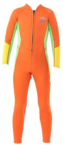 Muta termica per bambini in neoprene da 2,5 mm, a blocchi di colore, a maniche lunghe, integrale, colore arancione, 3-4 anni