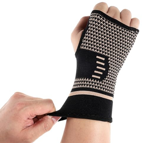 Hpmjz 2Pcs Copper Wrist Sleeve Comfortable Hand Brace Support Carpal Tunnel Wrist Brace Breathable Wrists Splint Elastic Wrists Support Sleeve Night Sleep Hand Splints for Women Men Sport Typing