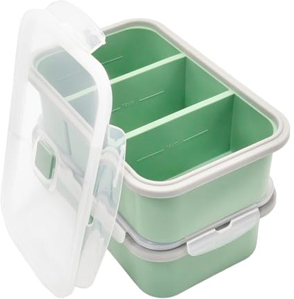 BUERPINKING Suppen Einfrieren Behälter Silikon Gefrierform mit Deckel, Gefrierbehälter Lebensmittelbehälter Vorratsbehälter Eiswürfelform für Suppe, Ice Cube, Brühe, Soße oder Butter