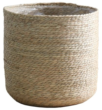 Seagrass Planter Basket Set with Plastic Lining Woven Indoor Outdoor Plant Pot Covers Natural Storage Containers for Flowers & Plants(14.96''X14.96'')