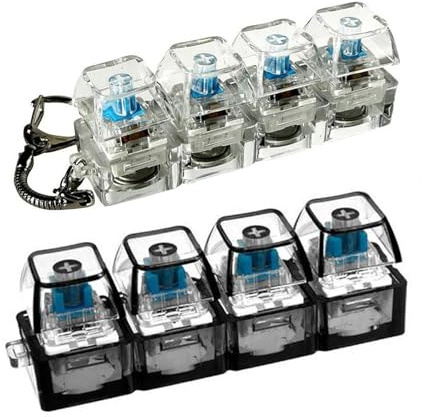 Set med 2 självlysande anti-stress tangentbord med 4 knappar med LED-ljus, anti-stress nyckelring, rolig design, fidget tangentbord för vuxna, för stresslindring, dekorationsobjekt