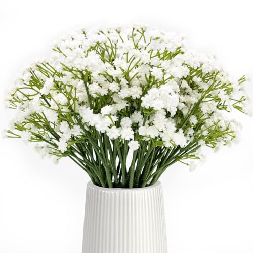 Tupenofif Fiori Artificiali, Velo da Sposa Bianco per Matrimonio e Bouquet da Sposa, Fiori di gypsophila Artificiali per Decorazione tavola e Soggiorno, Resistenti alle intemperie e realistici al