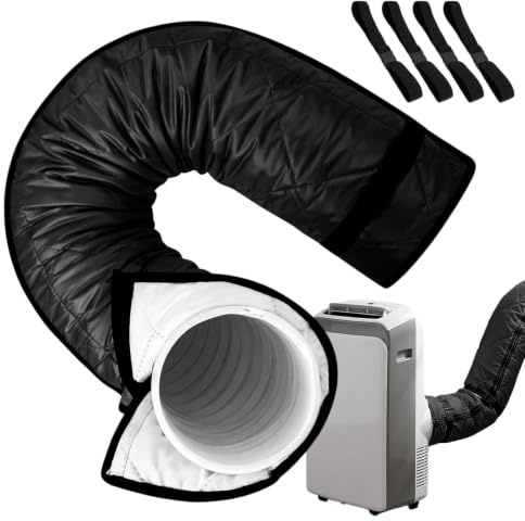 para manguera de AC portátil | Envoltura Aislante Térmica Ajustable para Tubería | Aislamiento Aire Acondicionado | para Diámetro 12,7 & 15,0 cm Puerta Garaje Ventana Exterior RV