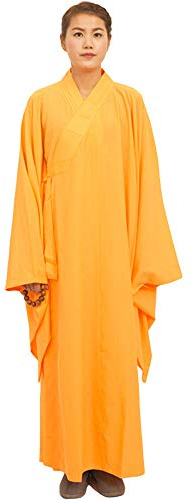 ZooBoo Shaolin Unisex Monk Kung fu Robe Costume Long Gown Suit (XL/180, Yellow)