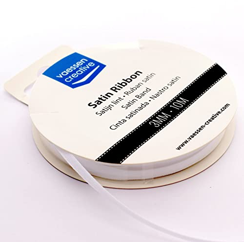Vaessen Creative 301002-0002 Satinband Antikweiß, 3 mm x 10 Meter, Schleifenband, Dekoband, Geschenkband und Stoffband für Hochzeit, Taufe und Geburtstagsgeschenke, 3MM, 100