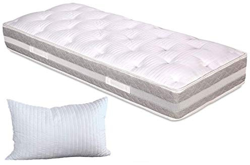 EVERGREENWEB Matratze 90x200, 25 cm Hoch aus Waterfoam mit Topper aus Latex Foam Flocken 100%, Orthopädisch Doppel Komfort, Härtegrad H2/H3, Abnehmbarer Weiß Bezug Waschbar + Visco Kissen KOSTENLOS