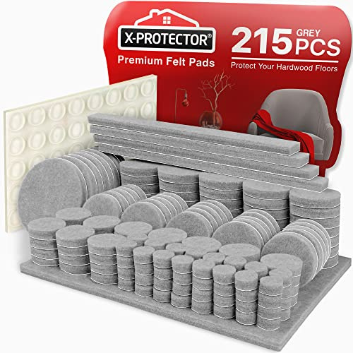 Filtkuddar för möbler X-PROTECTOR 215 PCS Premium Självhäftande filtkuddar - Möbeltassar för alla golv - Bästa Möbeltassar för stolar - Skydda ditt trägolv och laminatgolv!