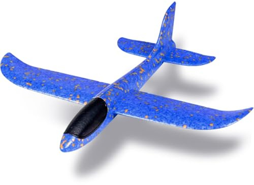 Highttoy Throwing Foam Airplane Toys for Boys, Children Aircraft Glider Toys for 3-12 Year Old Boys Gifts, Hand Launched Model Foam Glider Plane for Kids Outdoor Flying Plane Glider Toy, Blue