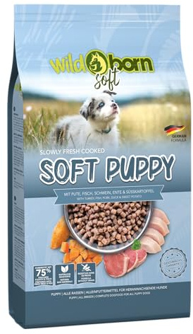 Wildborn Soft Puppy 12kg getreidefreies Welpenfutter mit 75% mit frischem Fleisch & Fisch | Halbfeuchtes Trockenfutter für Junge Hunde | getreidefreie Rezeptur aus Deutschland