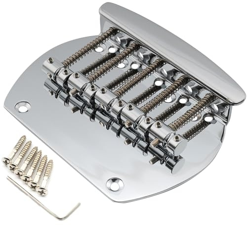 Musiclily Pro BB010 64mm Stahl 5-Saiter Bass Steg Bridge Chrom | für Musicman Style Bass