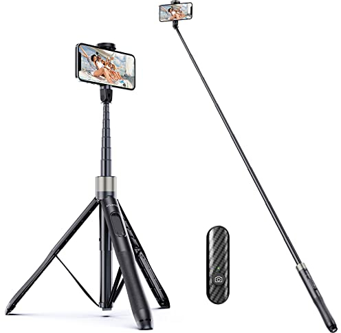 ATUMTEK 65 Selfie Stick Tripod, All in One Extendable Phone Tripod Stand with Bluetooth Remote 360° Rotation for iPhone and Android Phone Selfies, Video Recording, Vlogging, Live Streaming, Black