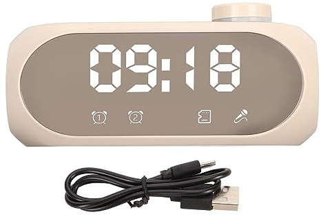Radio-réveil Numérique, Affichage de la Température éclairage RVB Haut-Parleur sans Fil Multifonction BT 5.0 pour Les Voyages de Bureau (Beige)