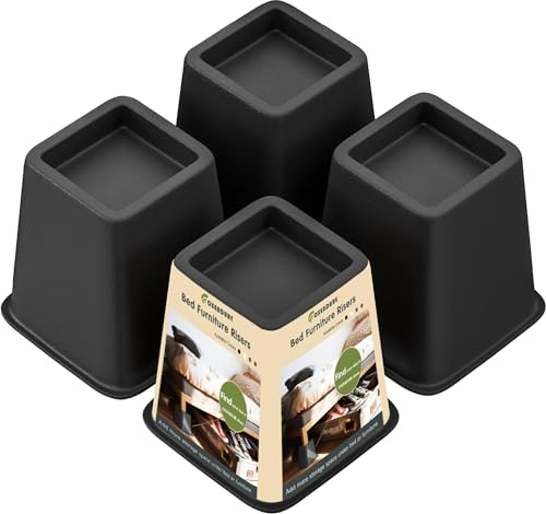 OXENDURE Bett-Möbelerhöhung 10,2 cm, vielseitige Bett- und Möbelerhöhung – robust, trägt 550 Pfund pro Erhöhung – 4er-Set, schwarz