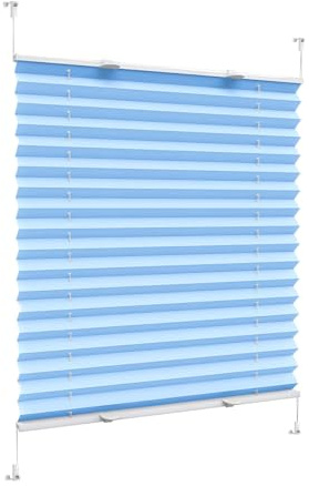Plissee Haftfix, ohne Bohren, 90 x 190 cm UV-Schutz Sonnenschutz, Jalousien zum Klemmen inkl. Befestigungsmaterial, für Fenster & Tür ohne Bohren, Himmelblau