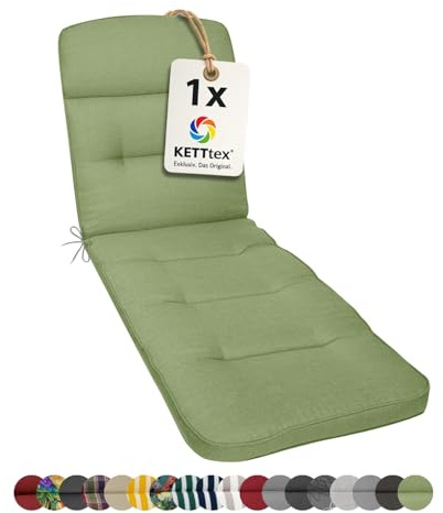 KETTtex EXKLUSIV Auflage Rollliege grün I Gartenliege Polster 200x65x9cm I hochwertige & Pflegeleichte Liegenauflage I Wetter- & formbeständige Liegen-Auflage I KTH3 Liegestuhlauflage
