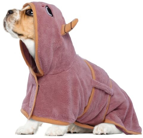 Magic Sticker & Belly Strap Dog Drying Coat, Microfibre Material Fast Drying Super Absorbent Towel, Dog Robes for After Bath - Small to Large