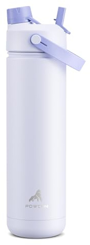 POWCAN 26 oz Insulated Water Bottle with 2-in-1 Straw and Spout Lid, Keep Cold 24H, Leak-Proof, Fits in Car Cup Holder, Stainless Steel Water Bottle for Sports, Travel, and School (Lupine)