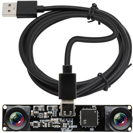 IEights 210 fps Dual Lens Mono Global Shutter USB Camera, 800P OV9281 UVC Synchronization Webcam Module con lente M12 a bassa distorsione senza microfoni, per computer, laptop, Android e Raspberry Pi