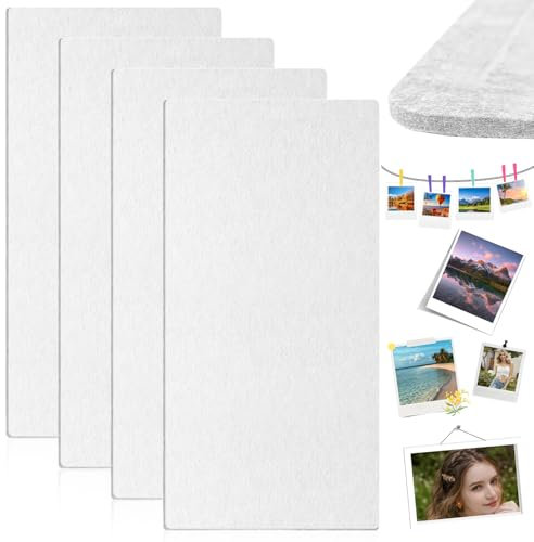 4 Stück Filz Pinnwand Korkplatte Bulletin Board - Filz Pinnwand Selbstklebend,43x20cm,Filzboard Memotafeln Memo Boards Bulletin Board Wanddekoration für Büro Küche, Fotos Memos(Weiß)