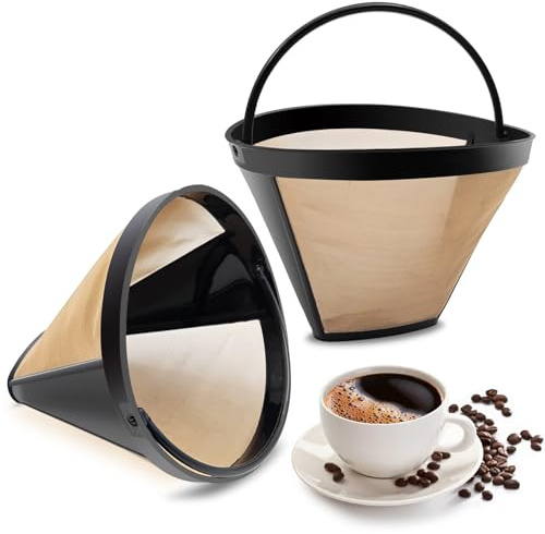 Gold-Kaffeefilter wiederverwendbar – #4 Kegelfilter als Ersatz für Cuisinart/Ninja-Kaffeemaschinen,2 Stück