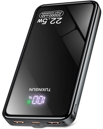 Power Bank 20000mAh PD3.0 QC4.0 Ricarica Rapida Batteria Esterna 3A USB C Caricabatterie Portatile con Display Digitale LCD 3 Uscite e 2 Ingressi per Smartphone, Tablet