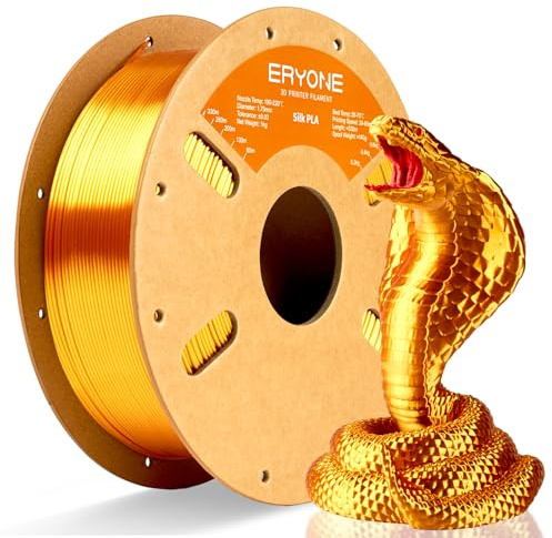 ERYONE Silk PLA Filament for 3D Printer 1.75mm +/- 0.03mm, Shiny Filament 1kg (2.1lbs)/Spool, Liquid Gold
