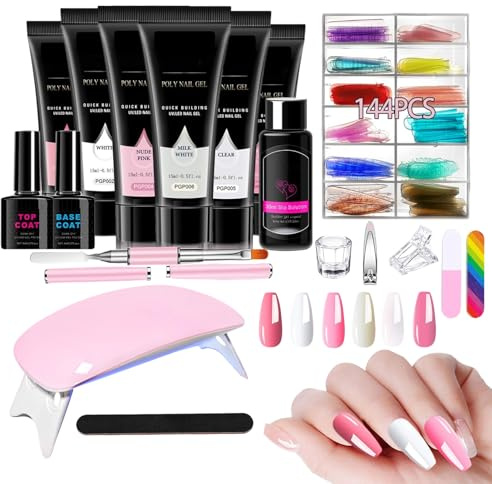 Kit De Prolongation D'Ongles 6 Couleurs Portable Compact | Top Gel Pour Prothèse Ongulaire Idéal pour Loisirs Extérieurs Cadeau Amie Épouse Sœur Fille Élève