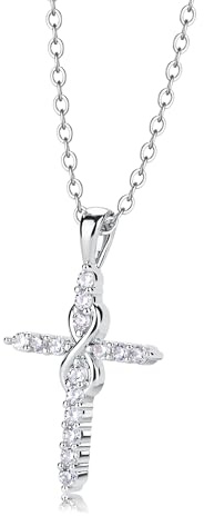 BodyBonita Collana con Croce Donna, Collana Donna Ipoallergeniche, Ciondolo Croce Semplice Collane con Zirconia Cubica, 16K Placcato Oro/Argento 925 Placcato Choker Gioielli Moda S-F