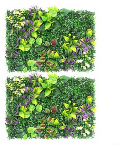 ZWEquipint Confezione da 2 pannelli da parete per piante artificiali, 60 x 40 cm, colore verde, finta siepe per la privacy, per esterni, giardino, recinzione, decorazione per la casa, resistenti ai