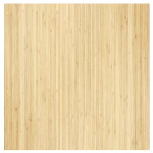 QJBSAVVA Tappeto in bambù, 100 x 100 cm, quadrato, in fibra naturale, antiscivolo, per soggiorno, corridoio e cucina, facile da pulire e arrotolabile, legno naturale chiaro