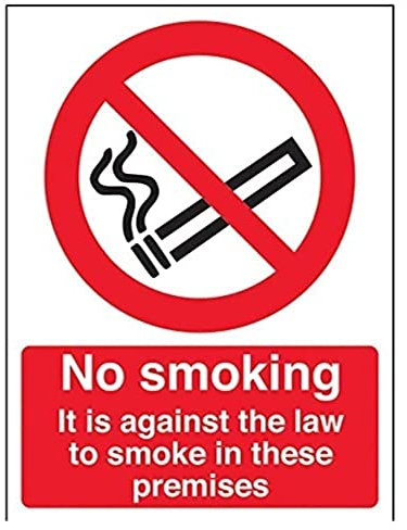 V Safety No Smoking No Smoking, Against The Law To Smoke Prohibition Sign - 150mm x 200mm - Self Adhesive Vinyl