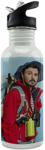 LolaPix Bottiglia personalizzata. Bottiglia in acciaio inox con foto. Bottiglia d'acqua. Bottiglia d'acqua. Bottiglia d'acqua. Senza BPA. 600ml. CANNUCCIA STOP BIANCO