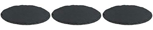 Novaliv 3x Schieferplatten I rund I 33x0,5 cm I Sushi Platte Steinteller Schieferplatten Set Schiefer Servierplatten schmall Kerzen Teller