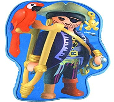 PLAYMOBIL United Labels Kinder Jungen Kissen Kinderzimmer Pirat mit Papagei, ca. 26 x 37 x 5 cm, bunt