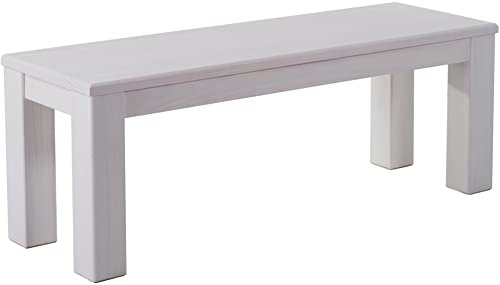 Brasilmöbel Sitzbank 110 cm Rio Classico Pinie Weiss Massivholz aus Pinie, Verschiedene Größen & Farben, ideal für Esszimmer & Küche