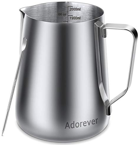 Jarra para espuma de leche de 350 ml, 600 ml, 900 ml, 1500 ml, 2000 ml, de acero inoxidable, para decoración barista de café con leche, capuchino - Jarra espumadora con lápiz para latte art