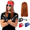 Spooktacular Creations Rockstar Costume 90s Heavy Metal Rocker Costume with Wig, Gloves, Sunglasses and Bandanas Halloween Costumes for Men