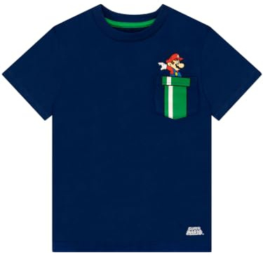 Super Mario T Shirt Bambino Maglietta Bambino Mario Teleport | 100% morbido cotone, iconico design Super Mario con tubo verde, T-shirt perfetta per i gamer, versatile maglietta da bambino
