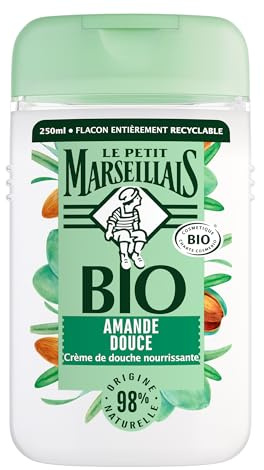 Le Petit Marseillais – Crème de Douche Nourrissante Certifiée BIO Amande Douce (flacon de 250 ml) – Gel douche avec 98 % d'ingrédients d'origine naturelle – Emballage recyclable et rechargeable.