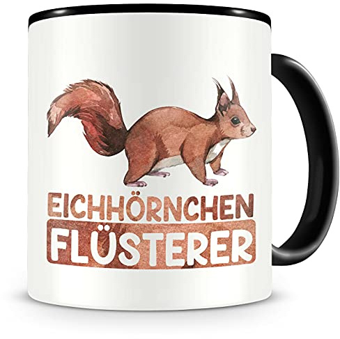 Samunshi® Eichhörnchen Tasse mit Spruch Eichhörnchen Flüsterer Geschenk für Fans Kaffeetasse groß Lustige Tassen zum Geburtstag schwarz Keramik 300ml