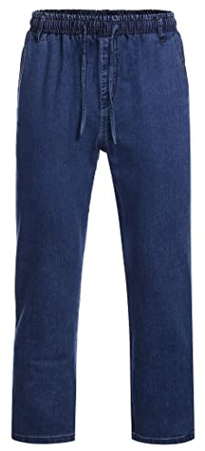 COOFANDY Pantalones Vaqueros de Pierna Recta para Hombre Pantalones Vaqueros elásticos sin Cordones elástica Casual Azul XXXL