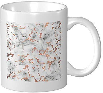 Marble Texture Copper Splatter Large Ceramic Coffee Mug, Big Tea Cup For Office And Home, 11.6 Oz Gift Mug For Women And Men