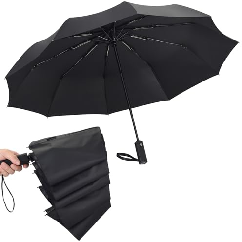 FATONESA UPF 50+ UV-Schutz Reise Falten Regenschirm, Auto Öffnen Schließen Sonne Regen Beständig Winddicht Kompakt 10 Rippen Starke Tragbare Regenschirm