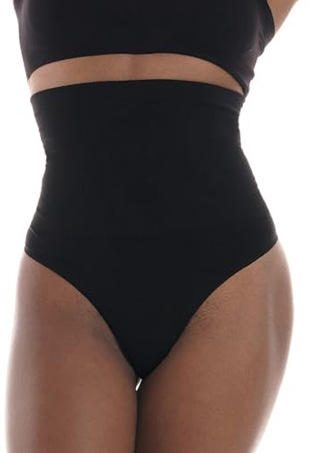 TONEST Shapewear Mujer - Tanga Moldeadora - Cintura Alta - Ropa Interior Adelgazante - Braga Faja Reductora Mujer - Braguita Moldeadora - 1000-MS-CC (L, Negro)
