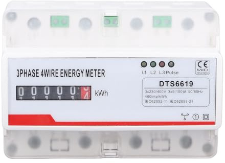 Misuratore di Consumo Energetico Trifase a 4 Fili, Montaggio su Guida da 35 Mm, Monitor Energia Domestica 230 o 400 V, Installazione Semplice, Monitoraggio Energetico Efficiente