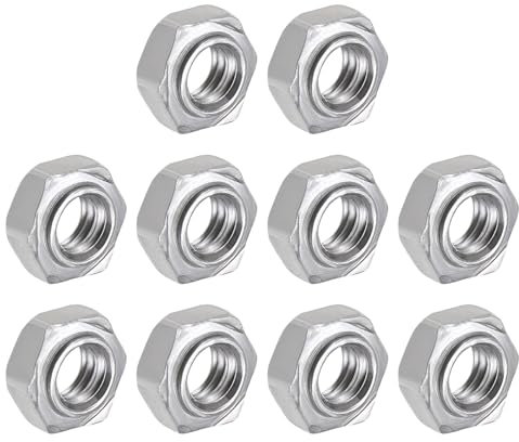 METALLIXITY Dadi Esagonali Saldabili in Acciaio (Dimensione Filettatura 1/4-20) 10 Pezzi, Dadi Esagonali in Acciaio al Carbonio - per l'Industria Meccanica, Riparazione Mobili Domestici
