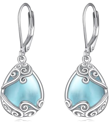 Mondstein Ohrringe für Damen 925 Sterling Silber Filigran Mondstein Tropfen Ohrringe Leverback Schmuck Geschenke