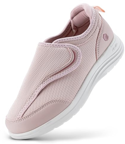 FitVille Women's Extra Wide Fit Diabetic Shoes, Non-Slip Walking Trainers for Women, Adjustable Closure Orthopedic Footwear for Arthritis Edema Swollen Feet V9