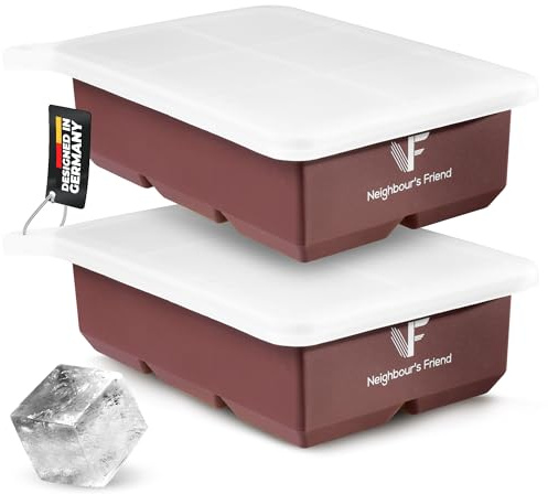 Neighbour’s Friend Eiswürfelform 2er Pack - XXL Eiswürfel für Whisky, Rum & Cocktails - 12x große Eiswürfel - Langlebige Platin-Silikon Eis Würfel Form spülmaschinengeeignet
